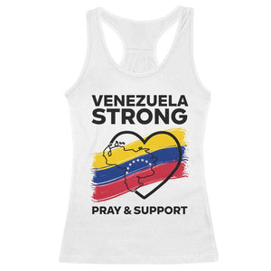 Venezuela Strong Pray and Support Racerback Tank Top Solidarity Patriotic Venezuelan Flag Map Heart