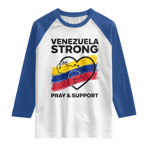 Venezuela Strong Pray and Support Raglan Shirt Solidarity Patriotic Venezuelan Flag Map Heart