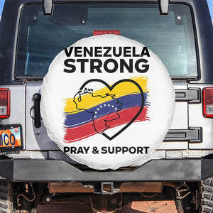 Venezuela Strong Pray and Support Spare Tire Cover Solidarity Patriotic Venezuelan Flag Map Heart TS02 No hole White Print Your Wear