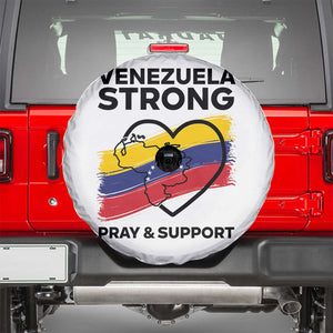 Venezuela Strong Pray and Support Spare Tire Cover Solidarity Patriotic Venezuelan Flag Map Heart TS02 White Print Your Wear