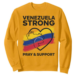 Venezuela Strong Pray and Support Sweatshirt Solidarity Patriotic Venezuelan Flag Map Heart