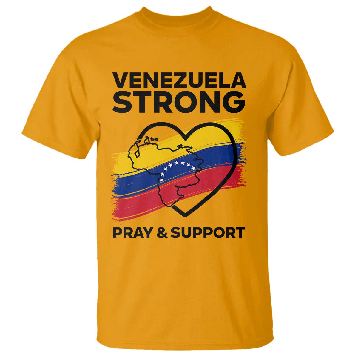 Venezuela Strong Pray and Support T Shirt Solidarity Patriotic Venezuelan Flag Map Heart