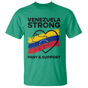Venezuela Strong Pray and Support T Shirt Solidarity Patriotic Venezuelan Flag Map Heart