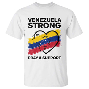 Venezuela Strong Pray and Support T Shirt Solidarity Patriotic Venezuelan Flag Map Heart