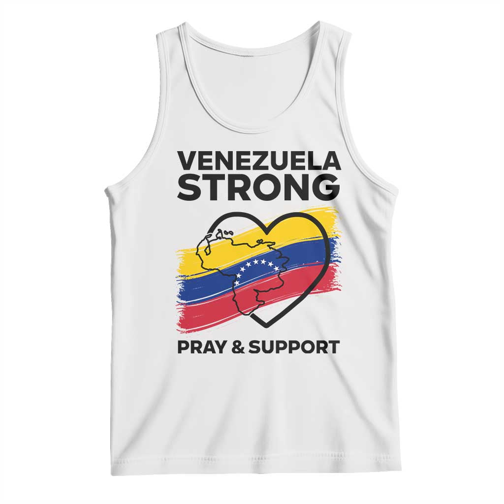 Venezuela Strong Pray and Support Tank Top Solidarity Patriotic Venezuelan Flag Map Heart TS02 White Print Your Wear