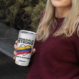 Venezuela Strong Pray and Support Tumbler Cup Solidarity Patriotic Venezuelan Flag Map Heart TS02 Print Your Wear