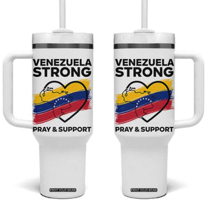 Venezuela Strong Pray and Support Tumbler With Handle Solidarity Patriotic Venezuelan Flag Map Heart TS02 One Size: 40 oz White Print Your Wear