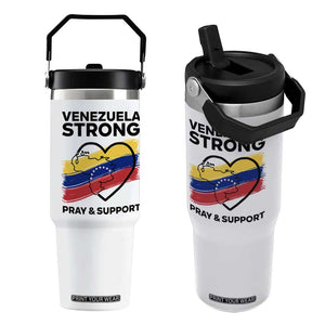 Venezuela Strong Pray and Support Flip Straw Tumbler Solidarity Patriotic Venezuelan Flag Map Heart TS02 One Size: 30 oz White Print Your Wear