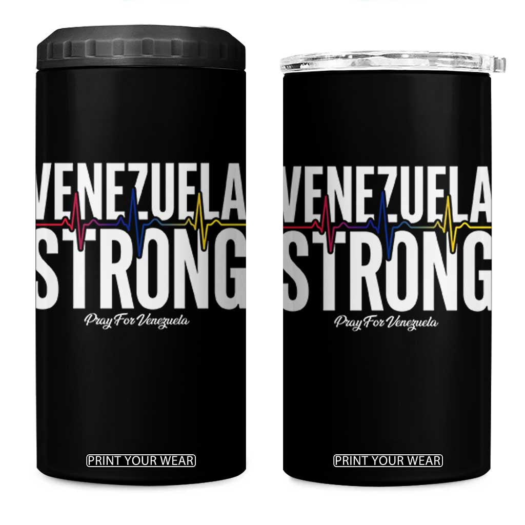 Venezuela Strong Venezuelan Heartbeat 4 in 1 Can Cooler Tumbler Solidarity Resilience Hope and Prayer TS02 One Size: 16 oz Black Print Your Wear