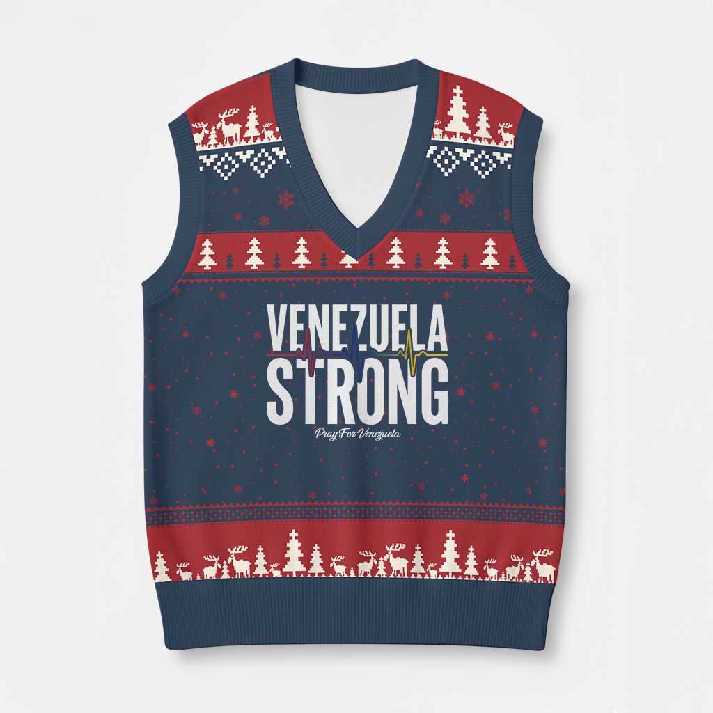 Venezuela Strong Venezuelan Heartbeat V-Neck Knit Sweater Vest Solidarity Resilience Hope and Prayer
