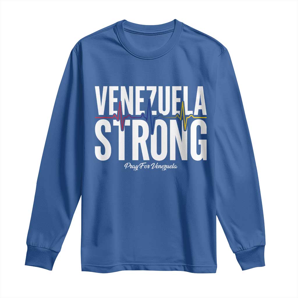 Venezuela Strong Venezuelan Heartbeat Long Sleeve Shirt Solidarity Resilience Hope and Prayer TS02 Royal Blue Print Your Wear