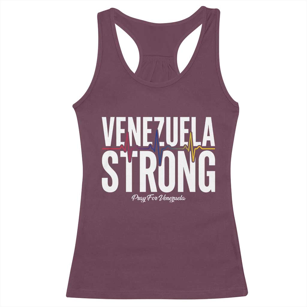 Venezuela Strong Venezuelan Heartbeat Racerback Tank Top Solidarity Resilience Hope and Prayer