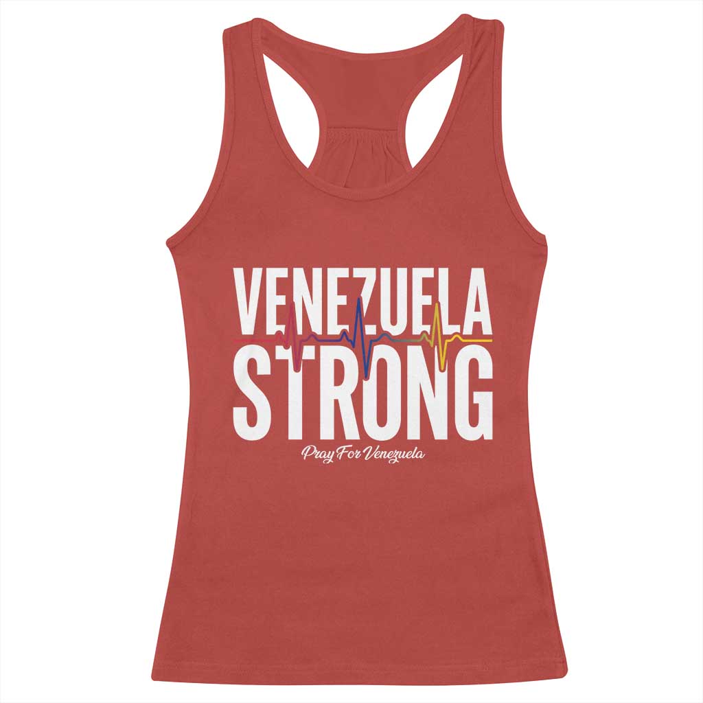 Venezuela Strong Venezuelan Heartbeat Racerback Tank Top Solidarity Resilience Hope and Prayer