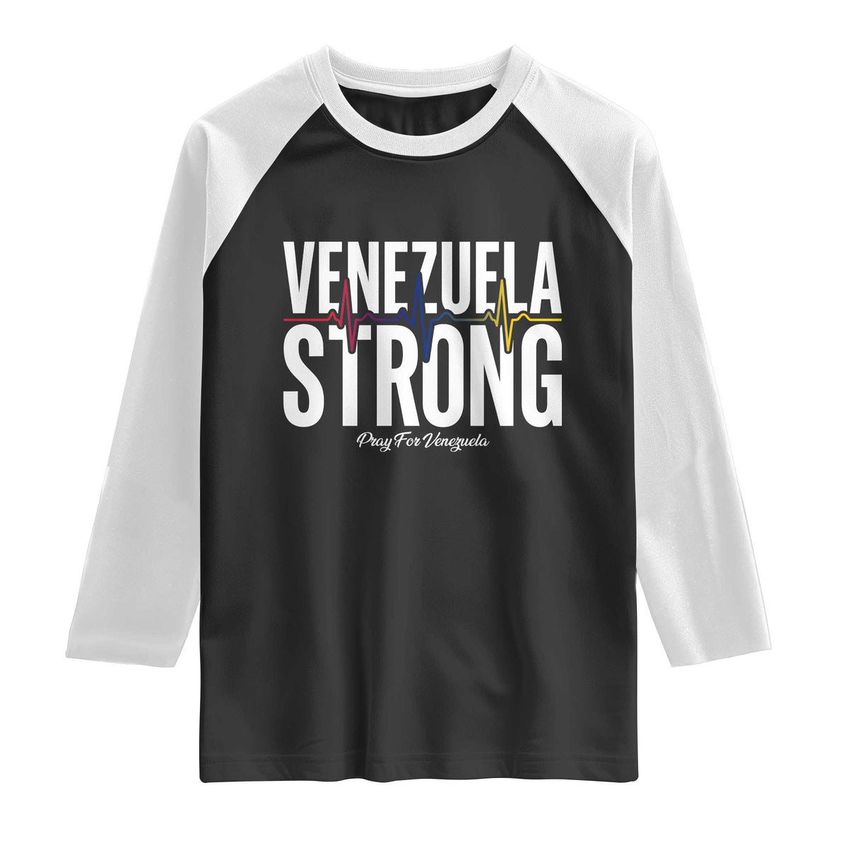 Venezuela Strong Venezuelan Heartbeat Raglan Shirt Solidarity Resilience Hope and Prayer