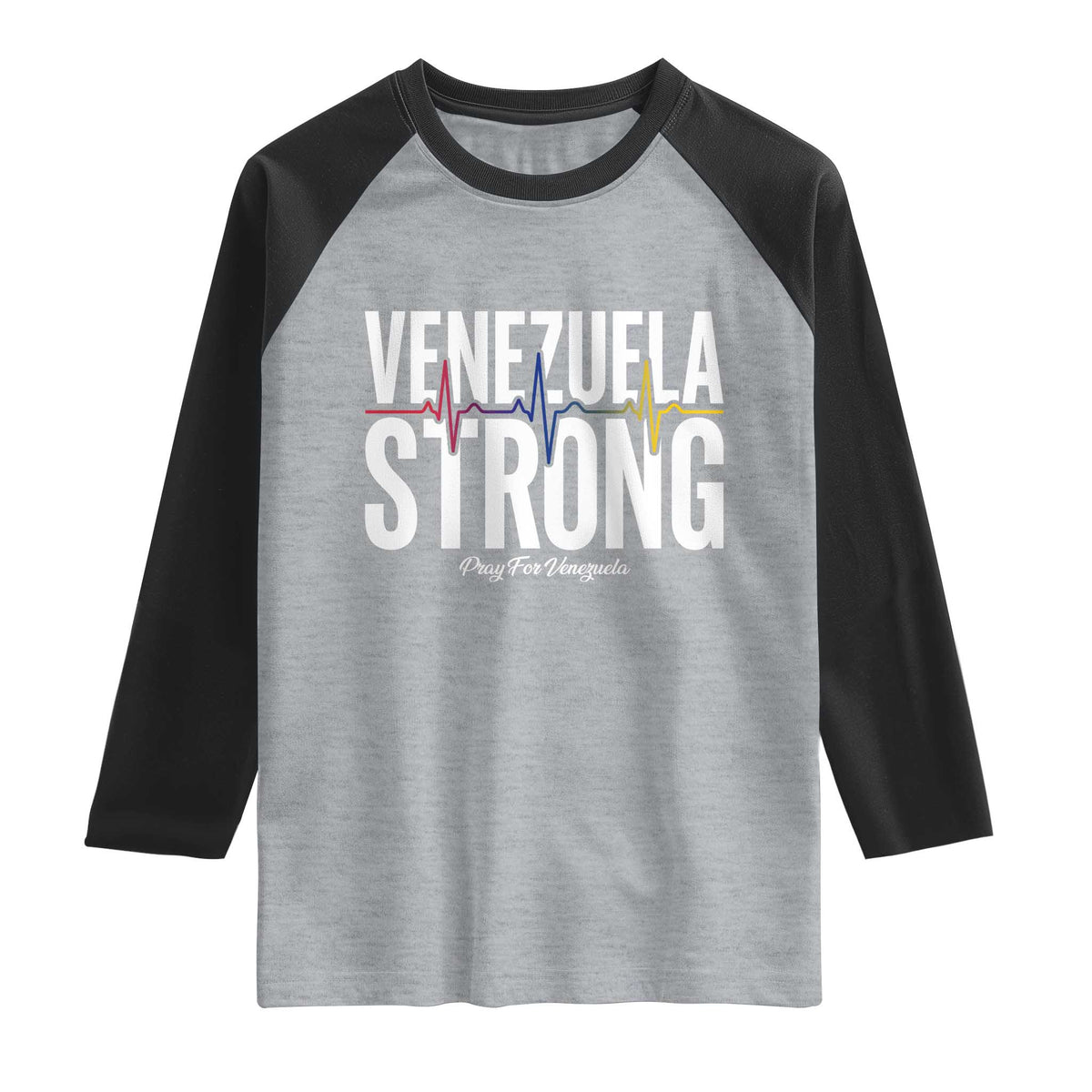 Venezuela Strong Venezuelan Heartbeat Raglan Shirt Solidarity Resilience Hope and Prayer