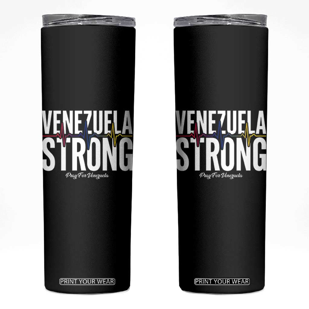 Venezuela Strong Venezuelan Heartbeat Skinny Tumbler Solidarity Resilience Hope and Prayer TS02 Black Print Your Wear