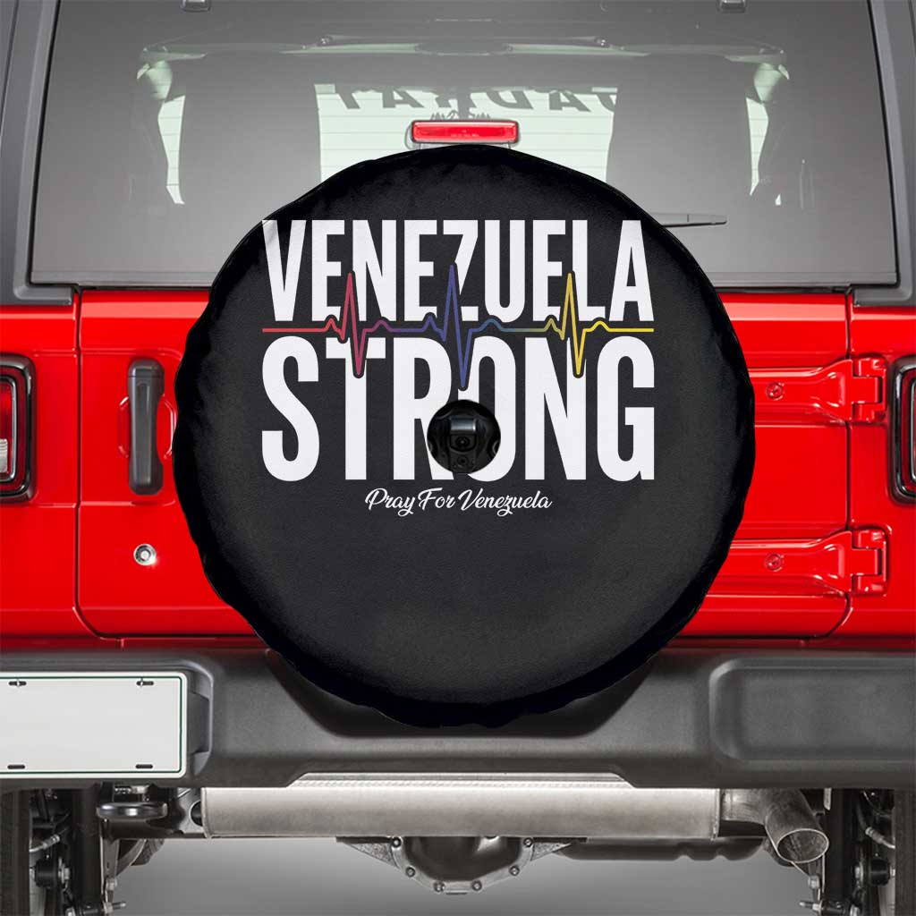 Venezuela Strong Venezuelan Heartbeat Spare Tire Cover Solidarity Resilience Hope and Prayer TS02 Black Print Your Wear