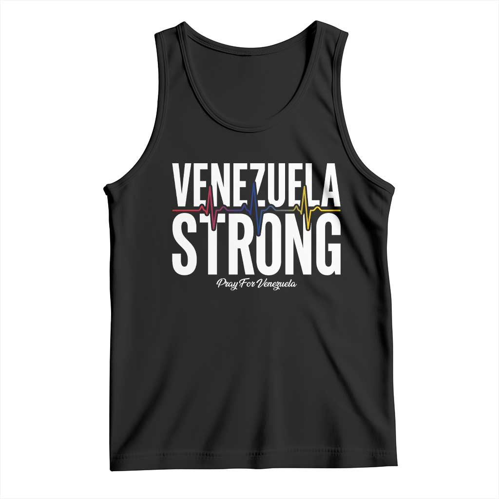 Venezuela Strong Venezuelan Heartbeat Tank Top Solidarity Resilience Hope and Prayer TS02 Black Print Your Wear