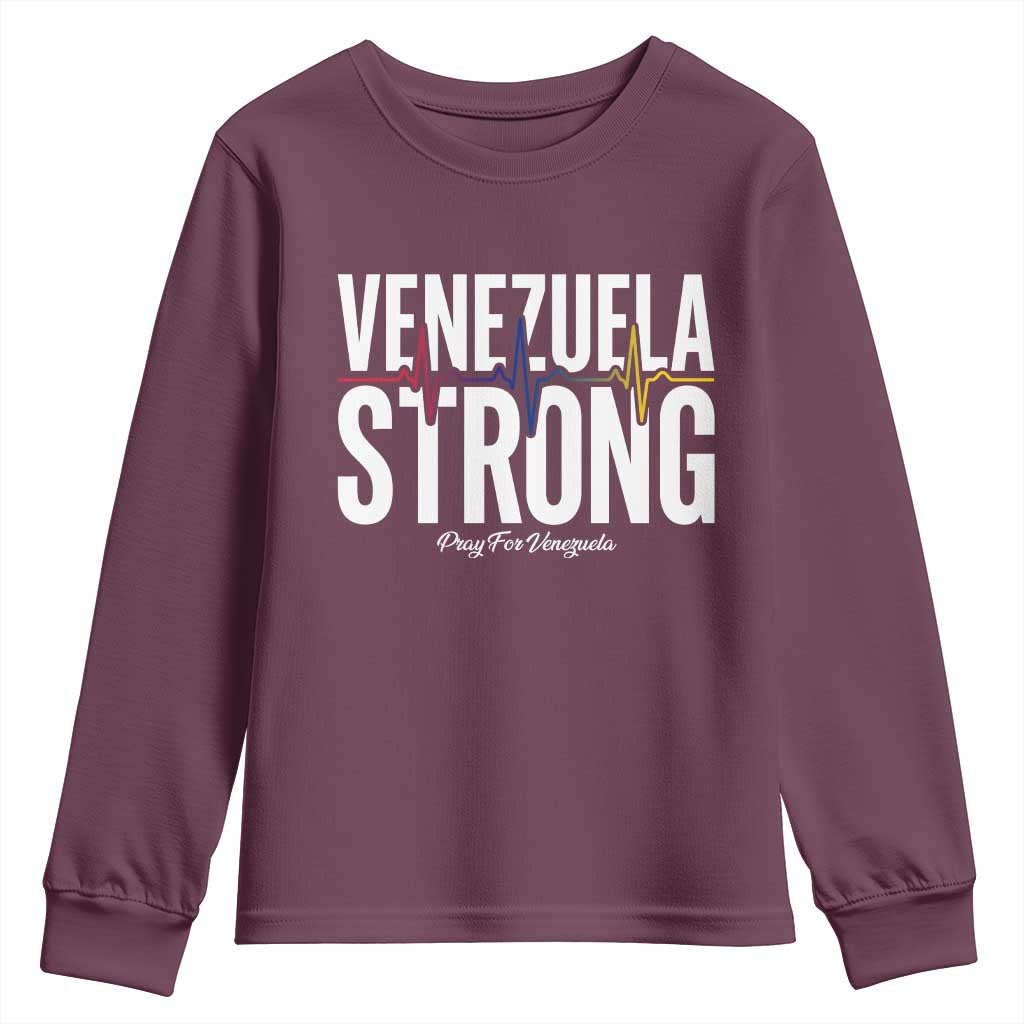 Venezuela Strong Venezuelan Heartbeat Youth Sweatshirt Solidarity Resilience Hope and Prayer