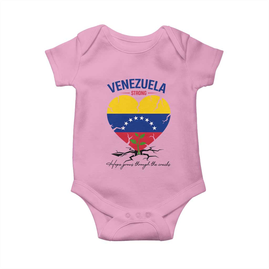 Venezuela Strong Healing Support Baby Onesie Hope Grows Through Cracks Venezuelan Flag Heart
