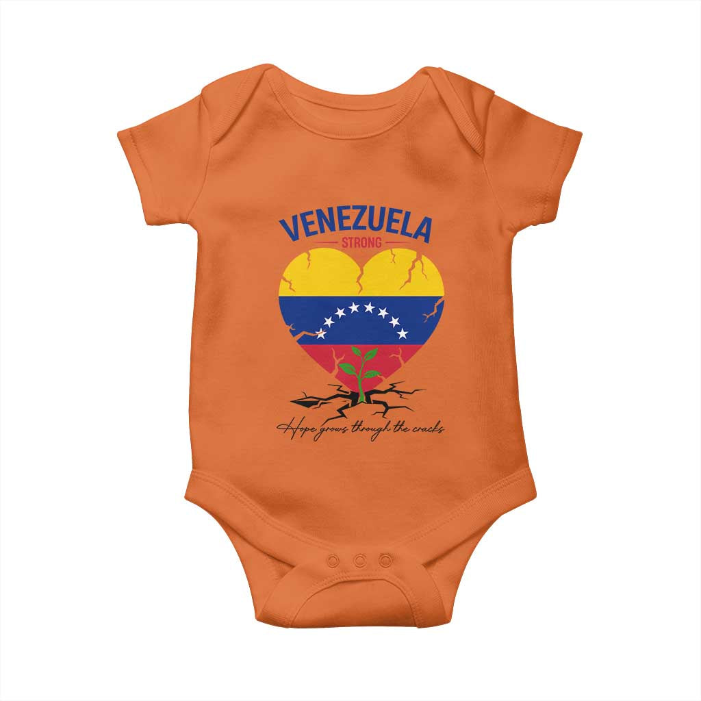 Venezuela Strong Healing Support Baby Onesie Hope Grows Through Cracks Venezuelan Flag Heart