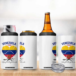 Venezuela Strong Healing Support 4 in 1 Can Cooler Tumbler Hope Grows Through Cracks Venezuelan Flag Heart