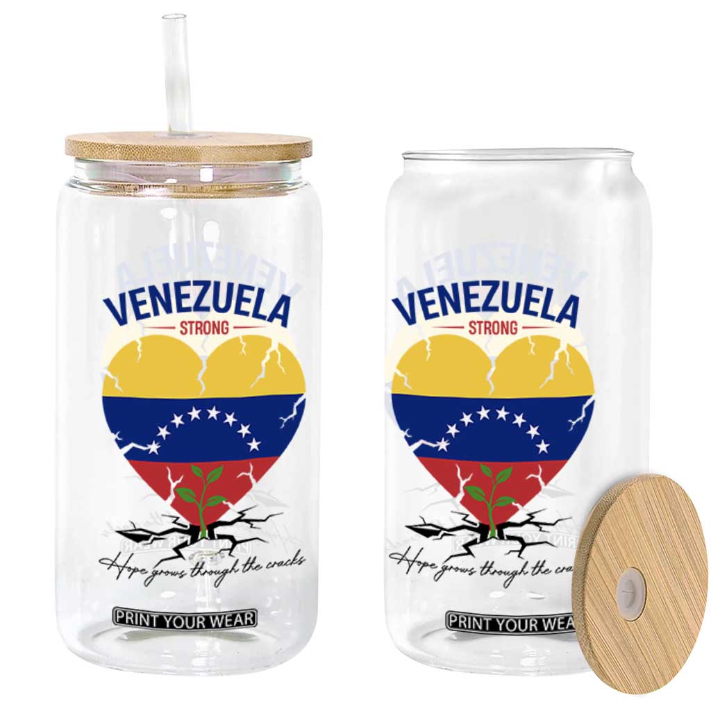 Venezuela Strong Healing Support Glass Can Hope Grows Through Cracks Venezuelan Flag Heart