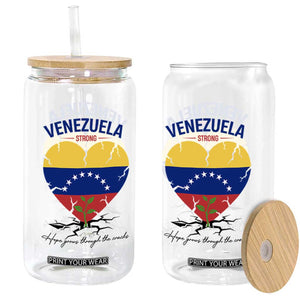 Venezuela Strong Healing Support Glass Can Hope Grows Through Cracks Venezuelan Flag Heart