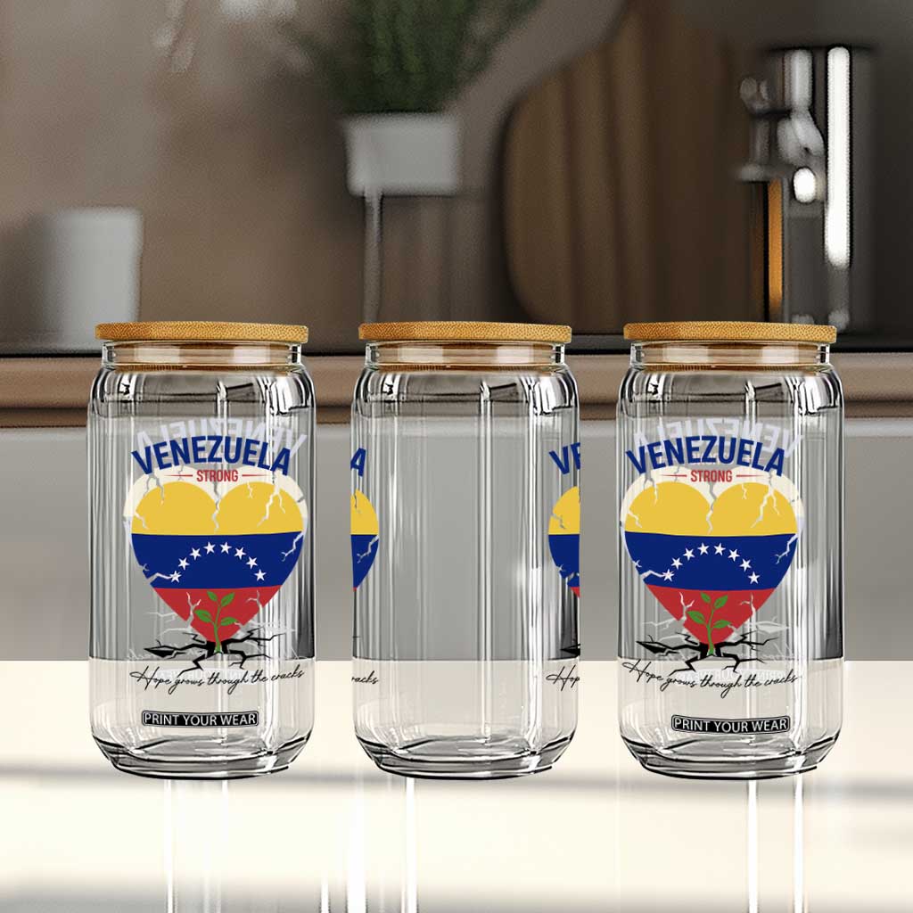 Venezuela Strong Healing Support Glass Can Hope Grows Through Cracks Venezuelan Flag Heart