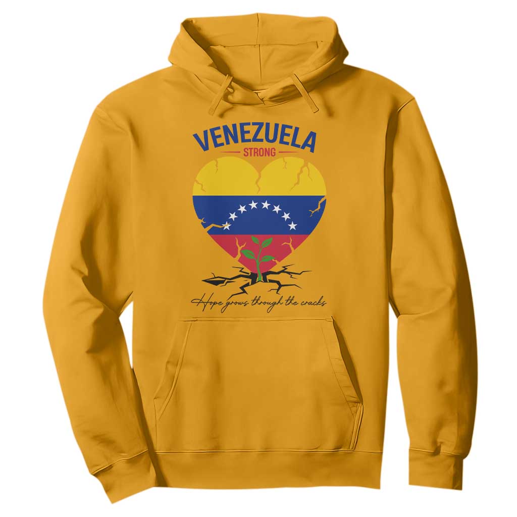 Venezuela Strong Healing Support Hoodie Hope Grows Through Cracks Venezuelan Flag Heart