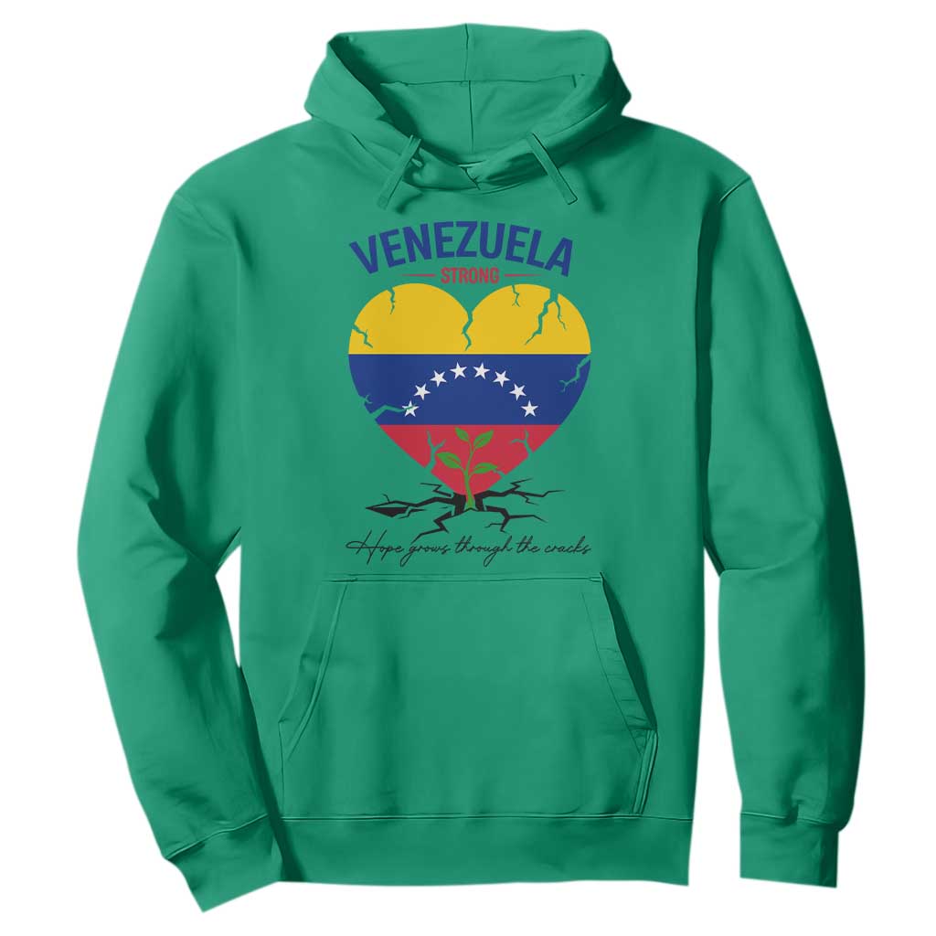 Venezuela Strong Healing Support Hoodie Hope Grows Through Cracks Venezuelan Flag Heart