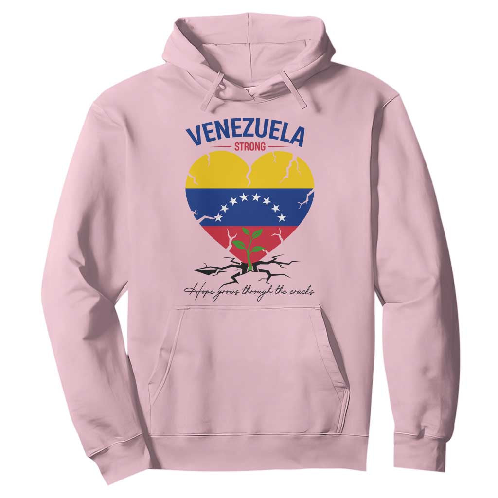 Venezuela Strong Healing Support Hoodie Hope Grows Through Cracks Venezuelan Flag Heart