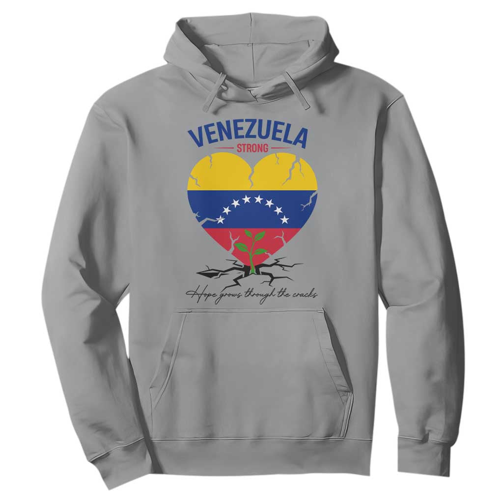 Venezuela Strong Healing Support Hoodie Hope Grows Through Cracks Venezuelan Flag Heart