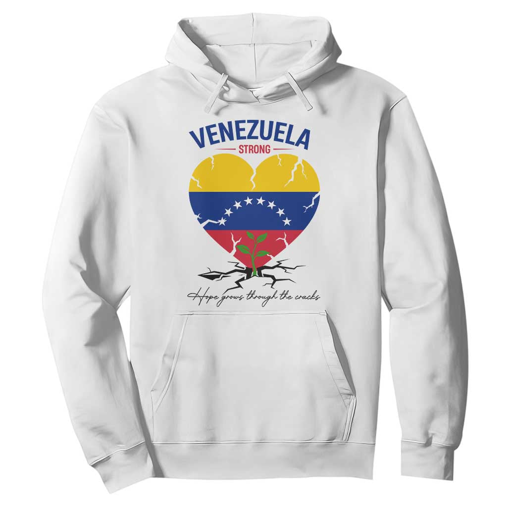 Venezuela Strong Healing Support Hoodie Hope Grows Through Cracks Venezuelan Flag Heart