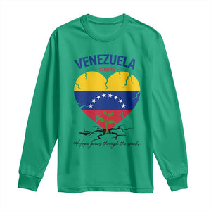 Venezuela Strong Healing Support Long Sleeve Shirt Hope Grows Through Cracks Venezuelan Flag Heart