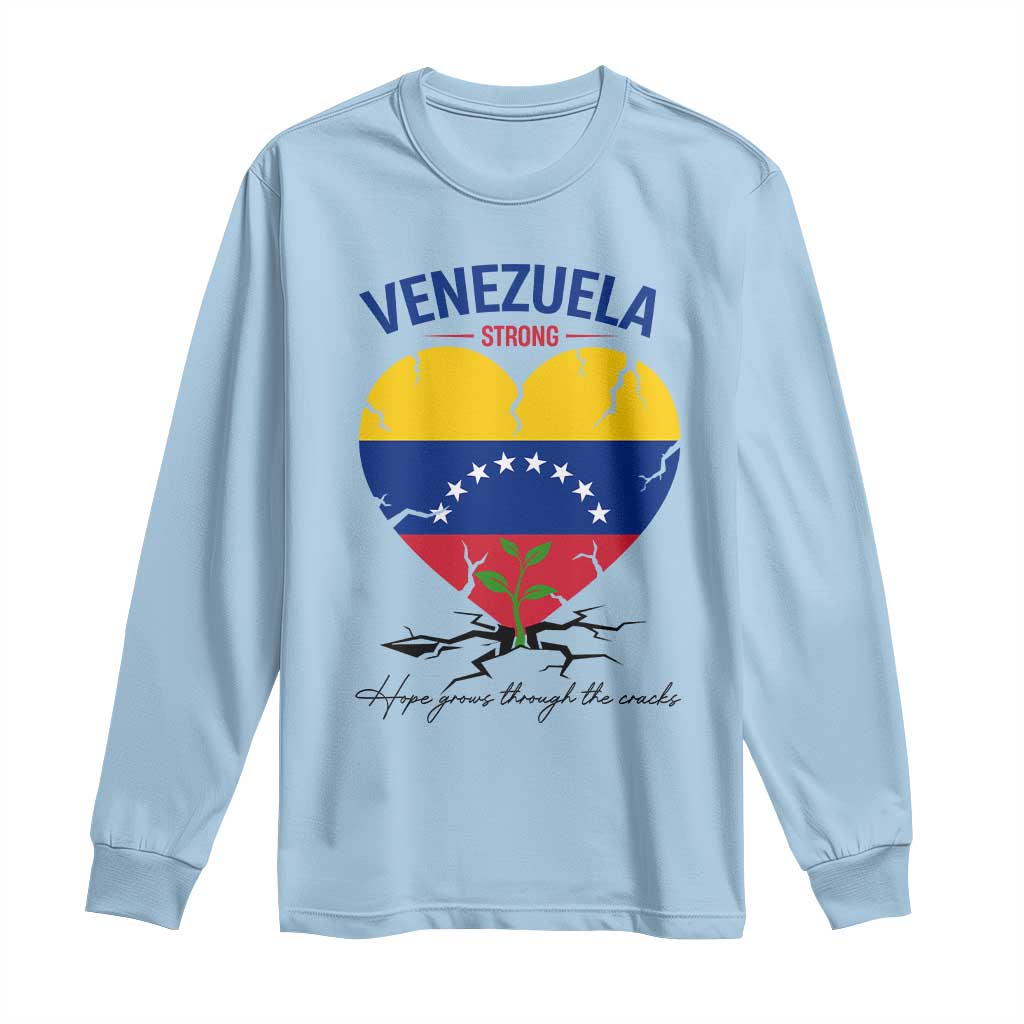 Venezuela Strong Healing Support Long Sleeve Shirt Hope Grows Through Cracks Venezuelan Flag Heart