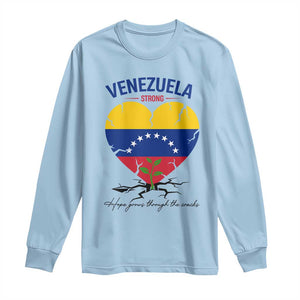 Venezuela Strong Healing Support Long Sleeve Shirt Hope Grows Through Cracks Venezuelan Flag Heart