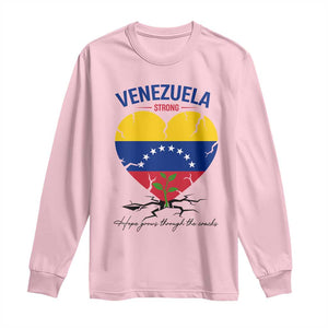 Venezuela Strong Healing Support Long Sleeve Shirt Hope Grows Through Cracks Venezuelan Flag Heart