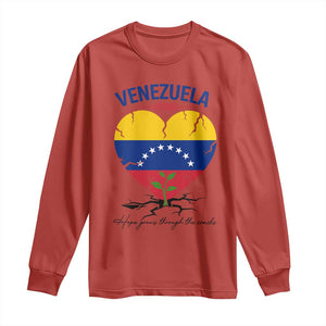 Venezuela Strong Healing Support Long Sleeve Shirt Hope Grows Through Cracks Venezuelan Flag Heart