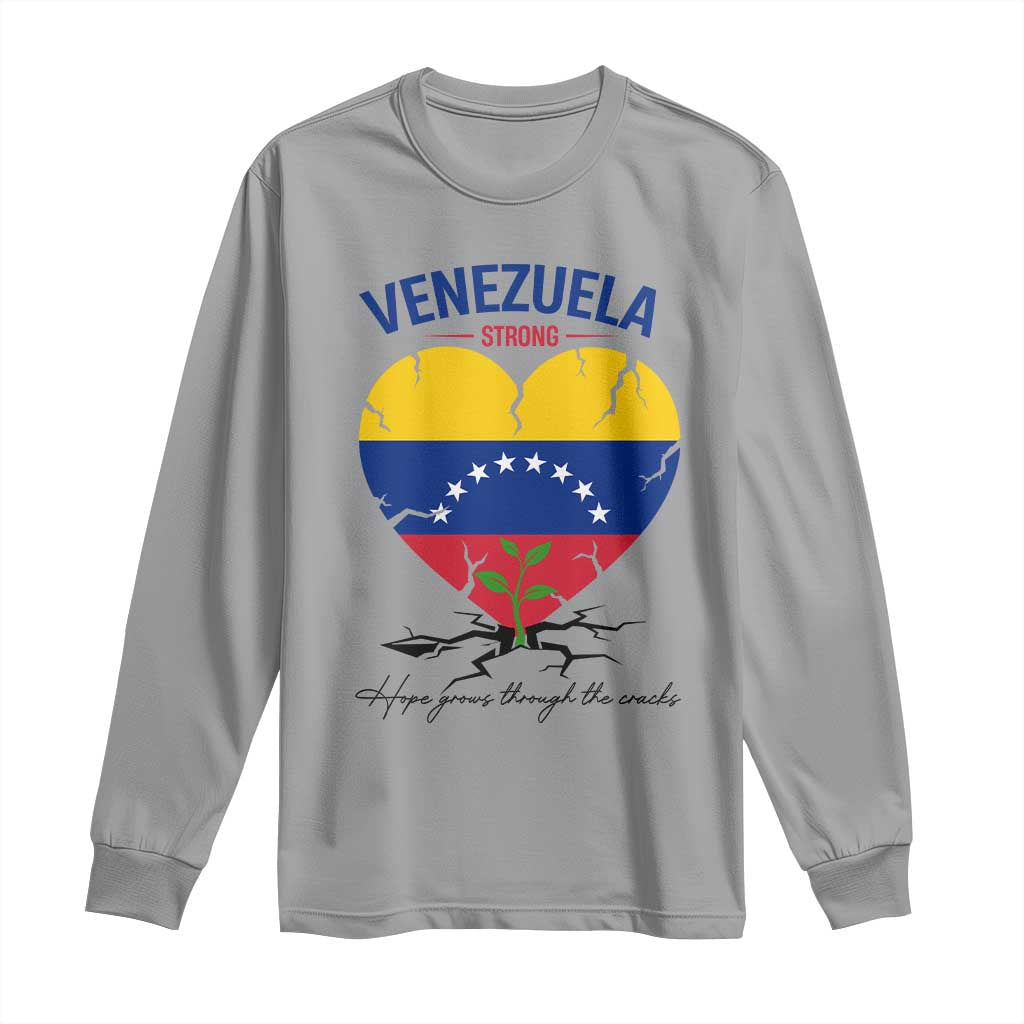 Venezuela Strong Healing Support Long Sleeve Shirt Hope Grows Through Cracks Venezuelan Flag Heart