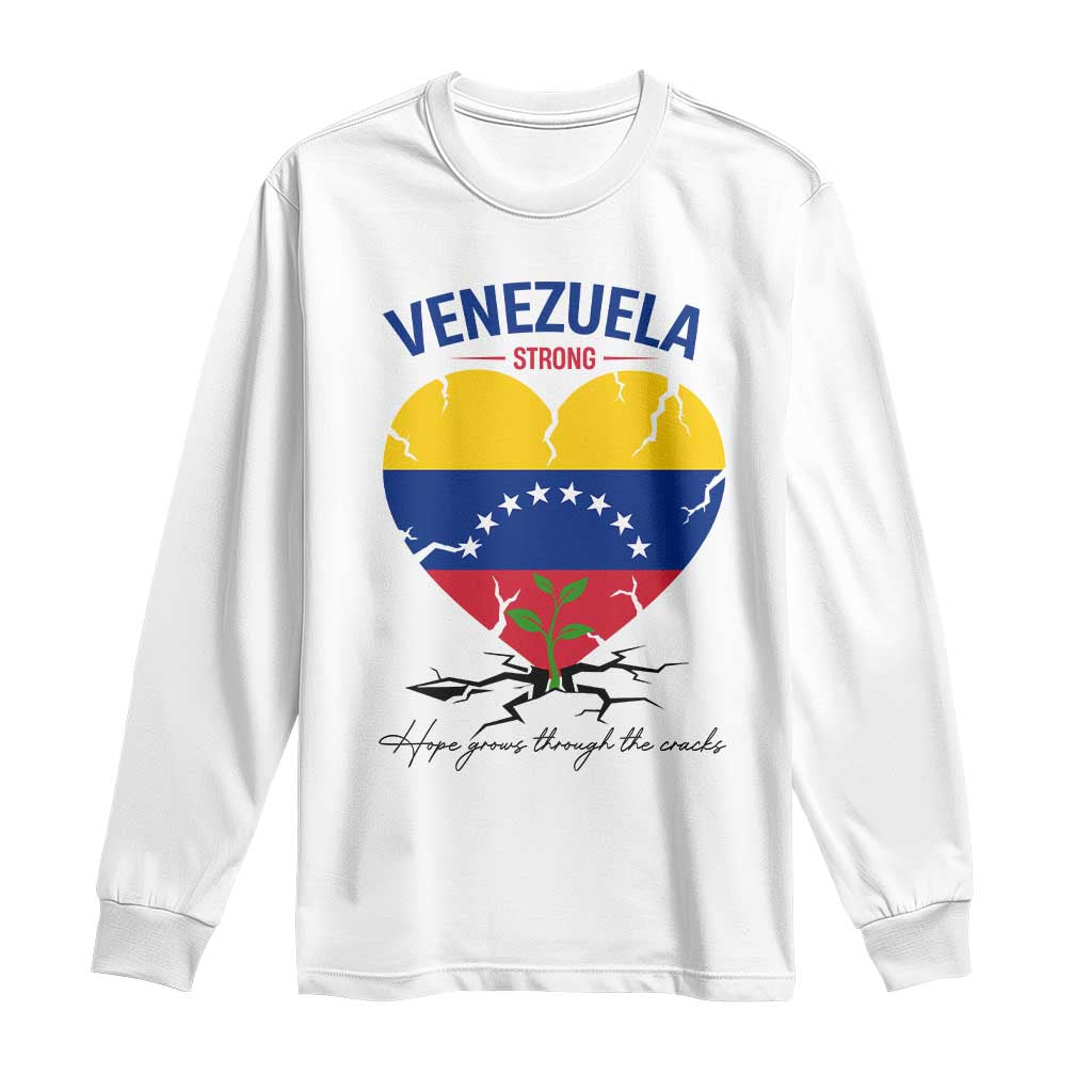 Venezuela Strong Healing Support Long Sleeve Shirt Hope Grows Through Cracks Venezuelan Flag Heart
