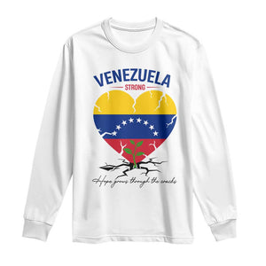 Venezuela Strong Healing Support Long Sleeve Shirt Hope Grows Through Cracks Venezuelan Flag Heart