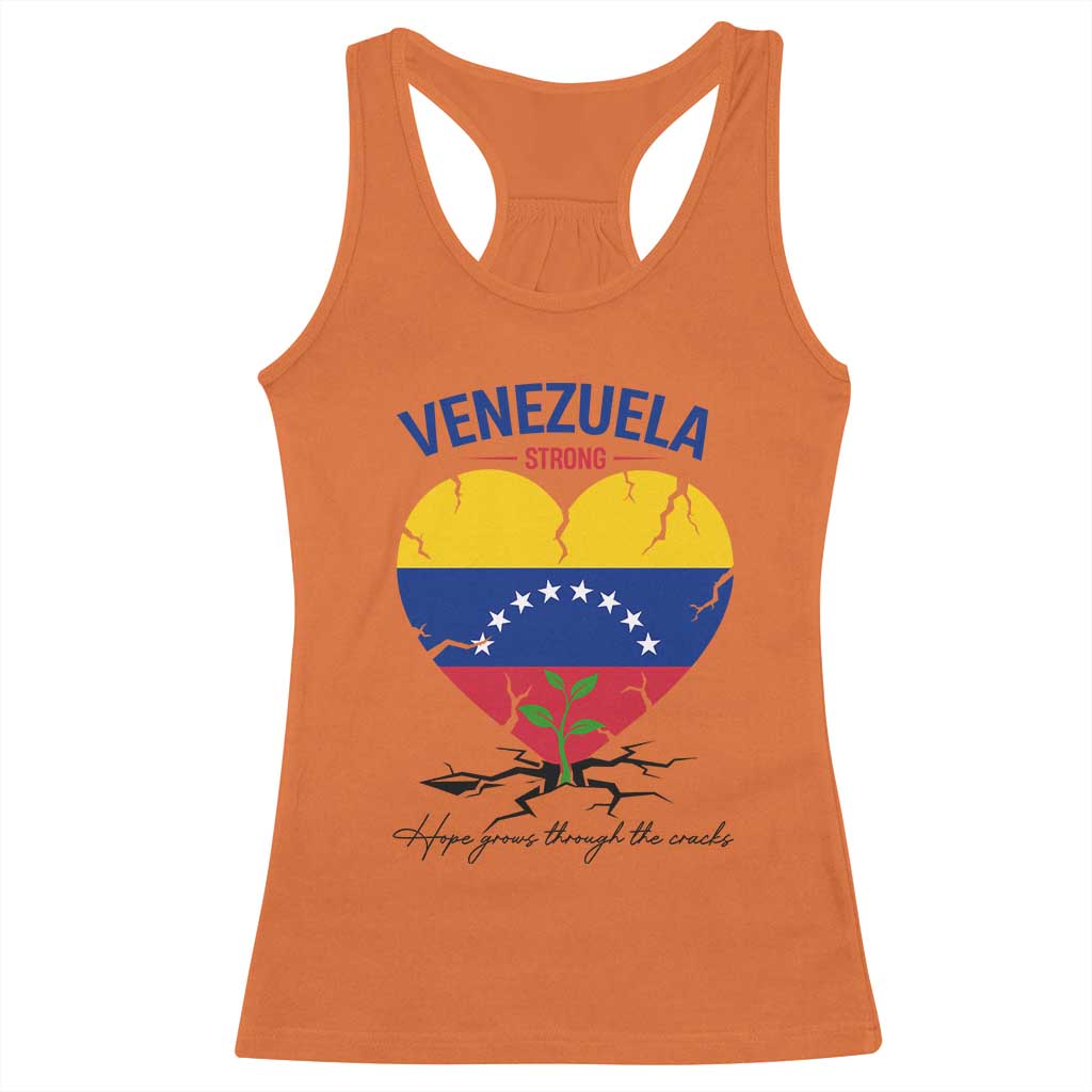 Venezuela Strong Healing Support Racerback Tank Top Hope Grows Through Cracks Venezuelan Flag Heart