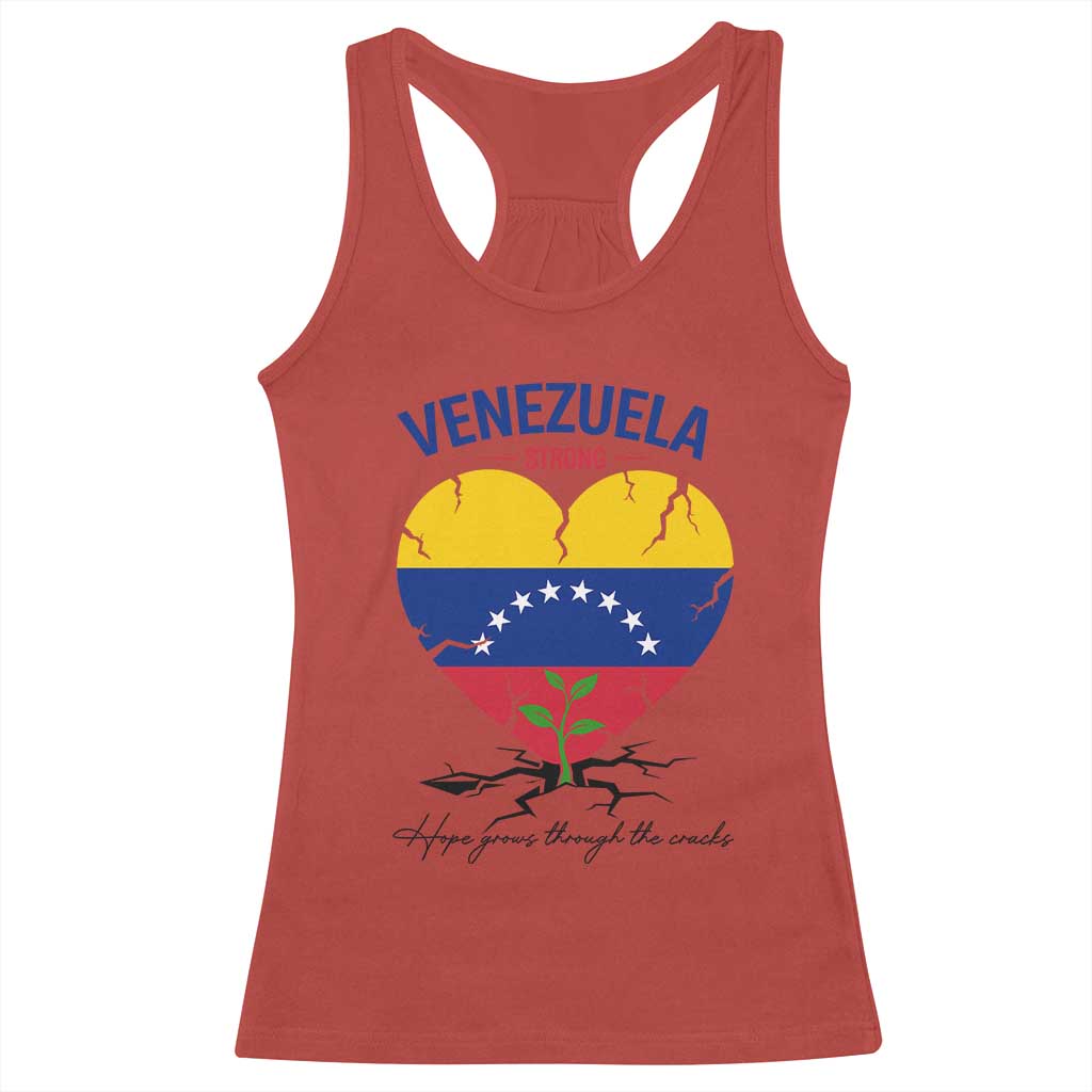 Venezuela Strong Healing Support Racerback Tank Top Hope Grows Through Cracks Venezuelan Flag Heart