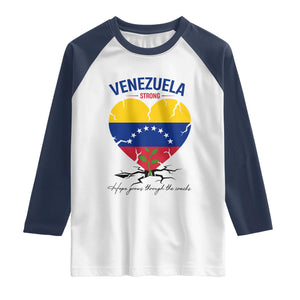 Venezuela Strong Healing Support Raglan Shirt Hope Grows Through Cracks Venezuelan Flag Heart