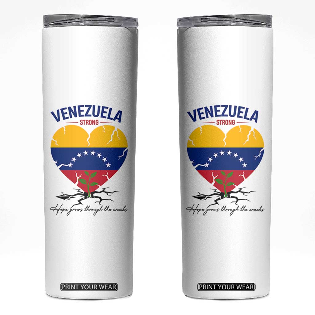 Venezuela Strong Healing Support Skinny Tumbler Hope Grows Through Cracks Venezuelan Flag Heart