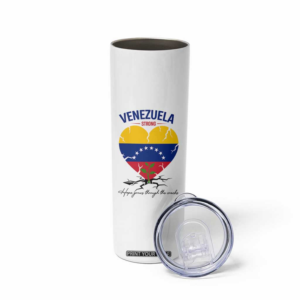 Venezuela Strong Healing Support Skinny Tumbler Hope Grows Through Cracks Venezuelan Flag Heart