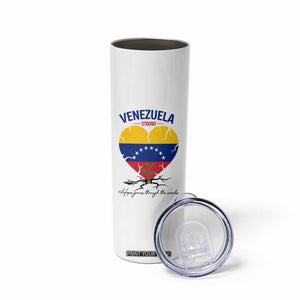 Venezuela Strong Healing Support Skinny Tumbler Hope Grows Through Cracks Venezuelan Flag Heart