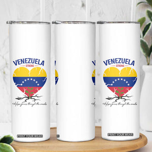 Venezuela Strong Healing Support Skinny Tumbler Hope Grows Through Cracks Venezuelan Flag Heart