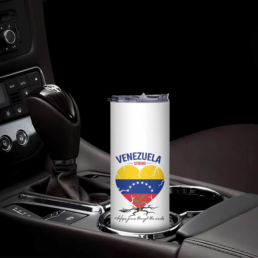 Venezuela Strong Healing Support Skinny Tumbler Hope Grows Through Cracks Venezuelan Flag Heart
